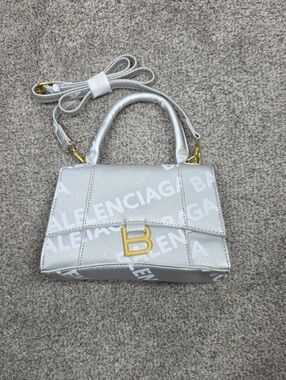 B Silver Mini Top-Handle BB Bag 9x6 Inches New